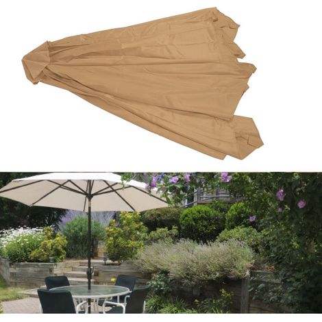 Auvent de rechange pour parasol professionnel, protection solaire, imperméable, en tissu, pour terrasse extérieure, jardin, diamètre 118,1 pouces, café, (1/5)