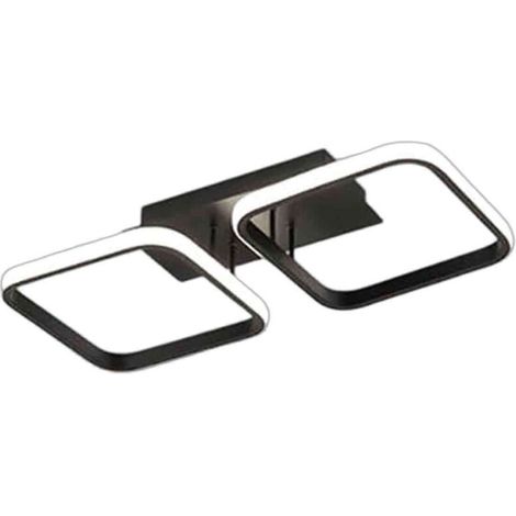 Plafonnier LED moderne, lampe de plafond LED, luminaires pour salon, cuisine, salle à manger, chambre - Noir carré, lumière chaude