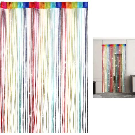 Tenda a fili - Tenda decorativa per porta - Tenda con nappe per porta - Tenda ornamentale - Sala da pranzo, divisorio per ambienti - Per porte, finestre, armadi aperti, lavanderia (1/4)