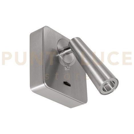 GAP593 APPLIQUE A PARETE IN ALLUMINIO CON SPOT ORIENTABILE 1 LUCE ATTACCO QUADRATO LED 3000K 180LM 3W NICKEL