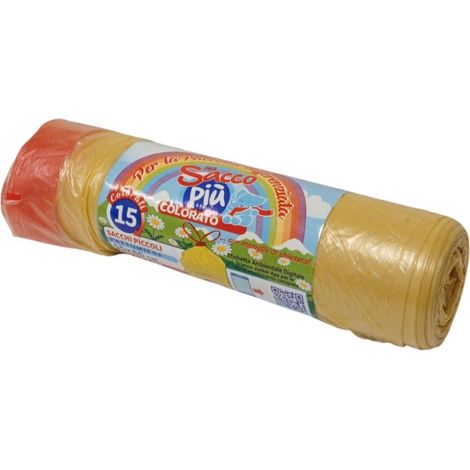 SACCHI RIFIUTI 40L 55X65CM 15PZ GIALLI MANIGLIE