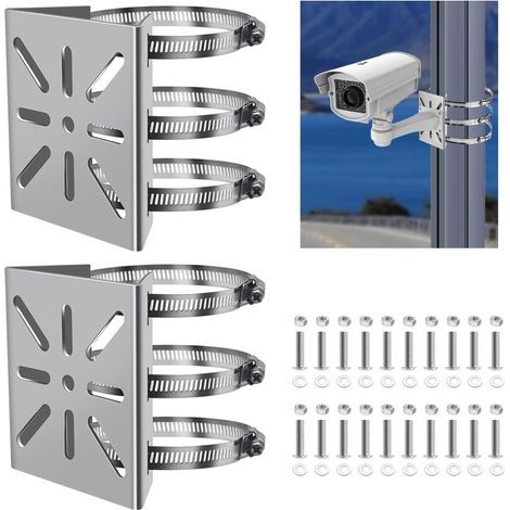 2 Pièces Support Camera Exterieur Support d'angle Camera Exterieur Support Angle Camera Exterieur Support Camera Support Caméra Surveillance Fourni avec 20 Jeux de vis d'Écrous masthalterung T 016 (1/5)