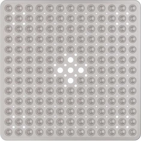 Tappetino antiscivolo per doccia con ventose, 53 x 53 cm, in PVC, antimuffa e lavabile in lavatrice, grigio trasparente. (1/5)