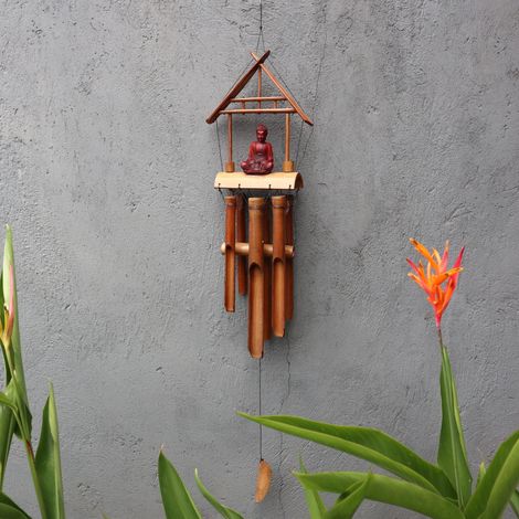 Campanilla de BambÃº - Acabado Natural - Buda MarrÃ³n 6 Tubos