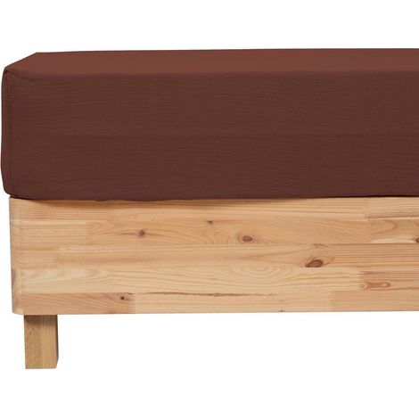 Lenzuolo a pieghe flora in garza di cotone marrone 140x190cm - Atmosphera créateur d'intérieur (1/2)