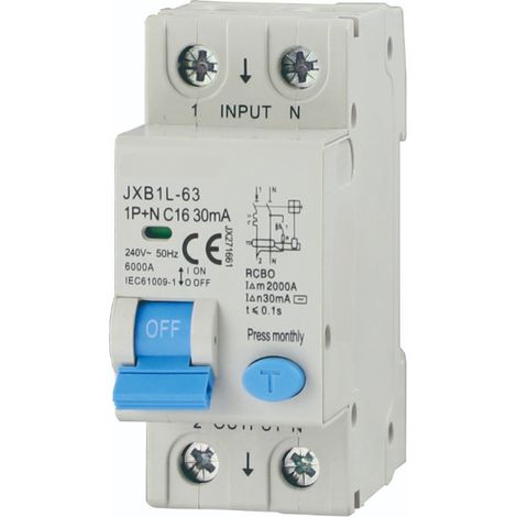 gloca Differenzialschutzschalter 2P 16A 30mA 220V 4,5KA 2 DIN C16 Module