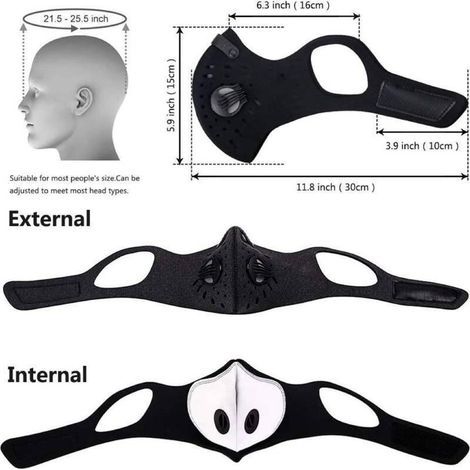 Masque de Cyclisme Anti-poussière Masque Anti-poussière Réutilisable avec Filtre en Carbone pour Moto , Travail du Bois , Cyclisme , Course à Pied (1/3)