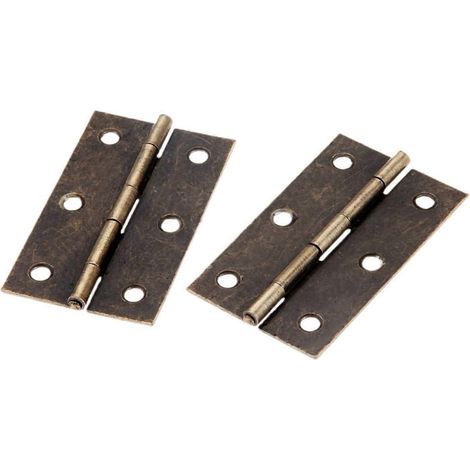 Lot de 2 charnières décoratives vintage en bronze antique, 75 mm x 42 mm, 6 trous (1/5)