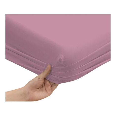 Drap housse JERSEY 160x200 Rose Poudre (1/3)