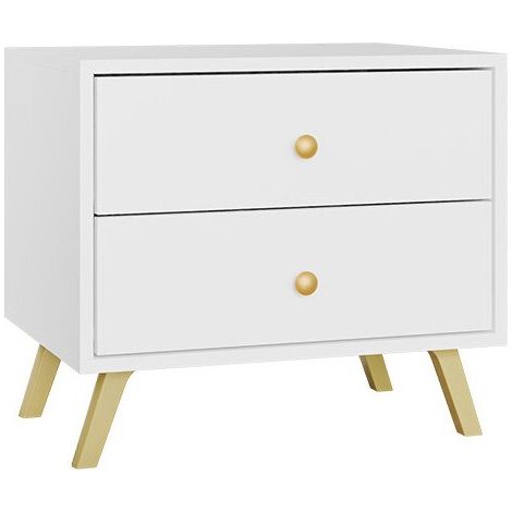 Mesilla de noche Monfera 101, Blanco, Número de cajones: 0, Número de puertas: 0, 48x54x41cm, Aglomerado laminado