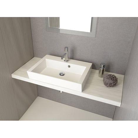 AVICE Plan de vasque MDF 140x50cm, épaisseur 5cm, chêne ancien (1/3)