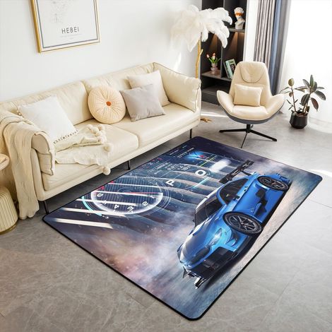 Tapis de Voiture de Course 100x150 pour Chambre d'Enfant et Salle de Jeux, Salon, Intérieur À Thème Sport Extrême, Décoratif Moderne (1/5)