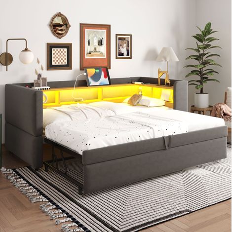 Canapé convertible 90/180x190 cm gris foncé HAVRYA (1/5)