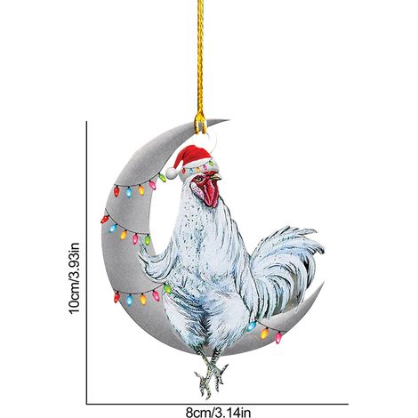 Pendentif de Noël Poulet avec Bonnet et Écharpe Ornement pour Sapin Décor de Fête (1/3)