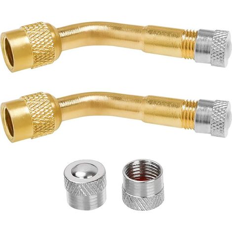 Lot de 2 rallonges de valve coudées - 135° - En cuivre - Pour moto, voiture, vélo, scooter (1/5)