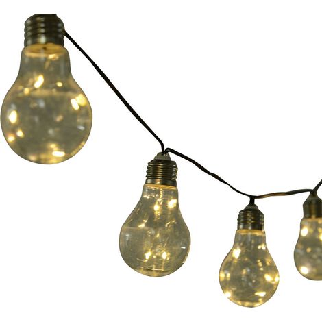 Guirlandes lumineuses solaires extérieures lot de total 20 ampoules LED chaud longueur totale norme IP44 2 pièces 3,8 m lot de 2 Blanc (1/4)