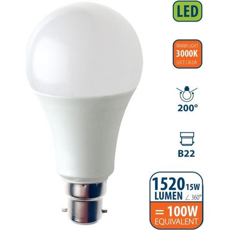 Ampoule LED SMD, standard A60, 15W / 1520lm, culot B22 (France), 3000K (1/4)