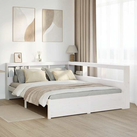 Bookcase Bed without Mattress White 140x190 cm Solid Wood Pine vidaXL (1/5)