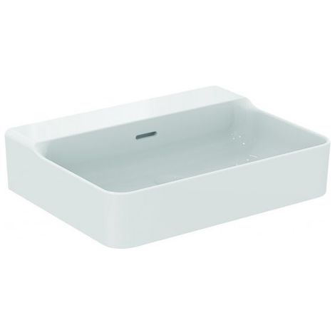 IS Lavabo Conca, sans trop-plein, avec vidage, 600x450x165mm, poli, blanc avec IP