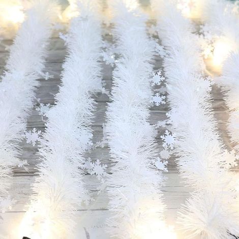 6X Guirlande de Noël Blanche (2M), Guirlande Sapin de Noel, Décoration Sapin de Noël, Guirlande Noel Sapin, Guirlande Tinsel Métallique pour Décoration Cheminée Fenêtre Escaliers Mur Porte (1/4)