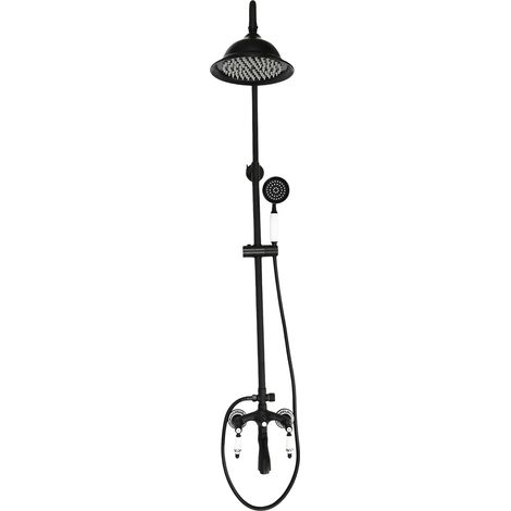 【Chauffage et ventilation】Ensemble de robinetterie de douche noir, système de douche, colonne de douche, ensemble de douche avec douchette à main, trois modes de jet (1/5)