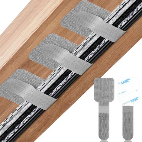Selbstklebende Kabelbinder, Kabelorganisator, Kabelclips, 100 Stück, Kabelmanagement, Schreibtisch, selbstklebende Kabelclips (grau) (1/5)