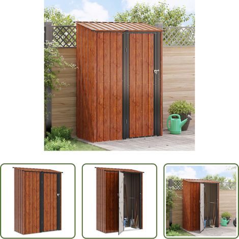 vidaXL Gartenablage - Gartenhütten Braun 140,5 x 74 x 200 cm Metall (1/5)