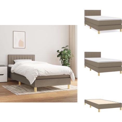 Boxspringbett mit Matratze Taupe 100x200 cm Stoff - Boxspringbett - Doppelbett - Bettenrahmen - Lattenrost - Matratze (1/5)