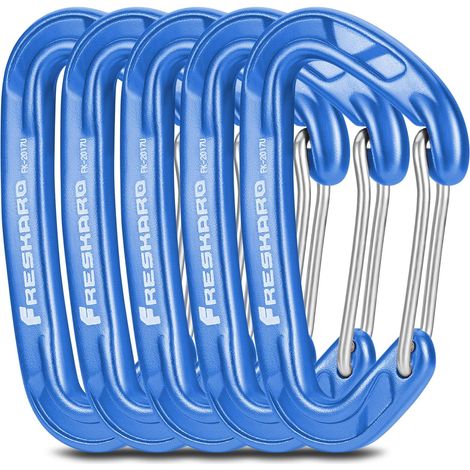 5pcs Mousqueton Dégaines, Mini 6cm, Aluminium 7075, 8kN-816kg, Mousquetons avec Ressort Acier Inoxydable, Solide Ultra Resistant, pour Clef, Sac à Dos, Randonnée, Multi-Couleurs Arc-en-Ciel - Modèle C (1/5)