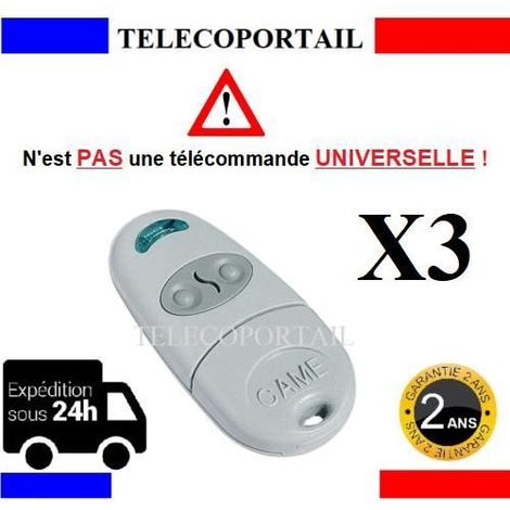 Télécommande - CAME - TOP432NA - Lot de 3 - 2 canaux - Fréquence 433.92 MHz - Pile incluse