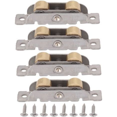 Ensemble de 4 roulettes pour porte-fenêtre coulissante, en acier inoxydable et cuivre, avec roulement à billes pour verre plat. (1/5)