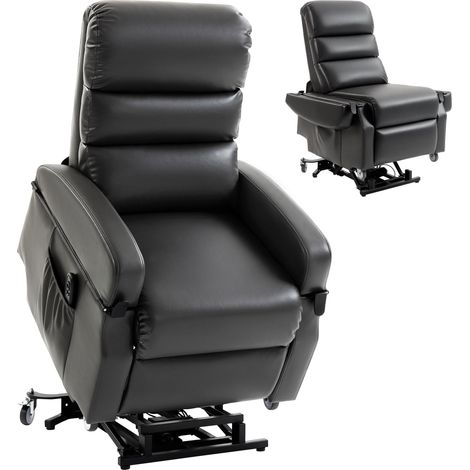 Fauteuil TV avec assistance au relevage, inclinable électrique avec télécommande, repose-pieds, fonction inclinable, gris foncé (1/5)