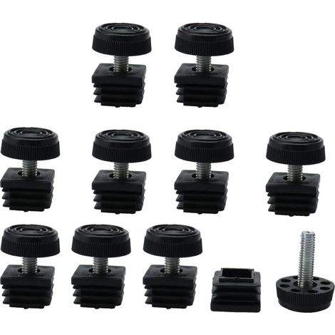 Patas niveladoras ajustables para muebles, patas ajustables, almohadillas para muebles,base protectora para el suelo, cuadradas de 25 mm x 25 mm, diámetro de la base de 30 mm, kit de 10 piezas