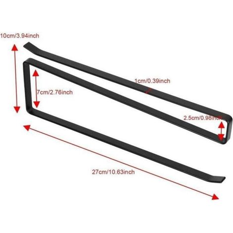 Porte-Rouleau Essuie-Tout - Support Z En Acier Antirouille Noir - Sans Perçage Pour Porte Ou Armoire - 27 Cm - Cuisine Salle De Bain - 2 Pièces (1/3)