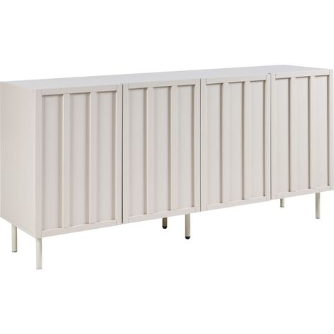 Aparador moderno sala de estar dormitorio 4 puertas MDF patas de metal beige claro tono cachemira Clunes