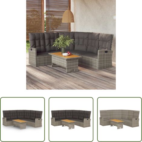 Terrassensofa - 2-tlg. Garten-Lounge-Set mit Kissen Grau Poly Rattan (1/5)
