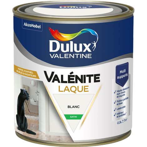 Dulux Valentine Peinture Laque Valénite Intérieur et Extérieur Multi-supports - Finition parfaite et lisse, Haute Résistance - Satin Blanc 0,5 L