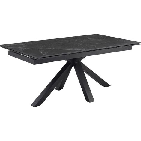 Table extensible 160/240 cm céramique noir marbré pied croix - INDIANA 04 (1/5)