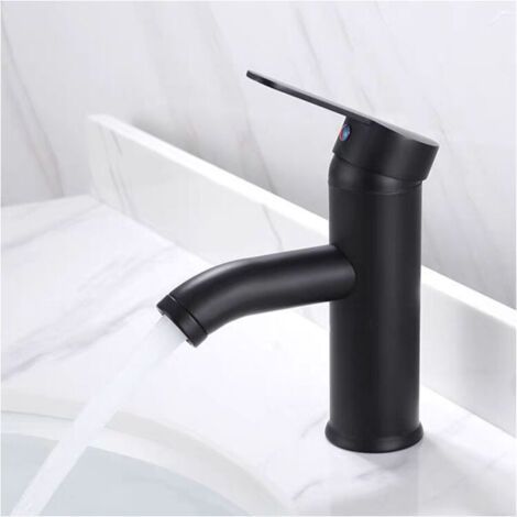 Robinet Noir Mat Cuivre Mitigeur Lavabo Salle de Bain Robinet Eau Chaud Froid Mate Bassin Robinetterie élégante et design rétro robinet de Levier Monotrou Vasque Durable(1pcs) (1/3)