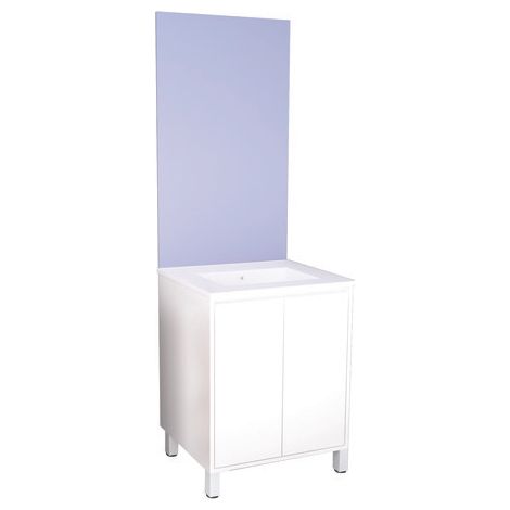 ONDEE ZEN - Meuble Salle de Bain BELIS - A poser - Miroir Affleurant - 60cm Finition Blanc