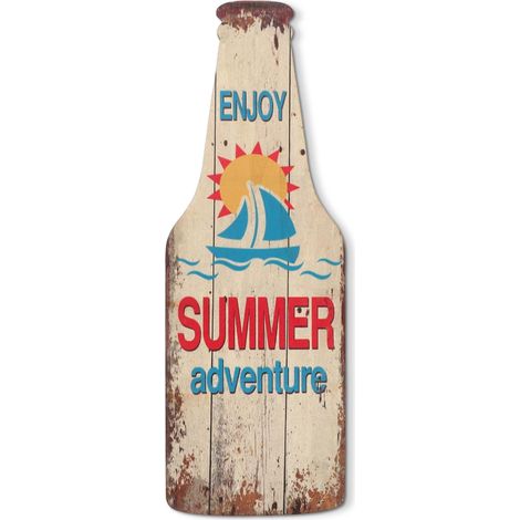 1 Ornement en bois forme bouteille bière, décor surf pour bar extérieur, panneau fête Hawaï, suspension porte (1/5)