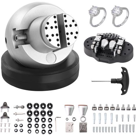 VEVOR Morsa a Sfera, Strumento Impostazione dellIncisione da 5", Morsa Incisione a Rotazione 360°, Blocco Standard da 69 Pz, Strumenti di Blocco deIncisione dei Gioielli per Lavorazione dei Gioielli
