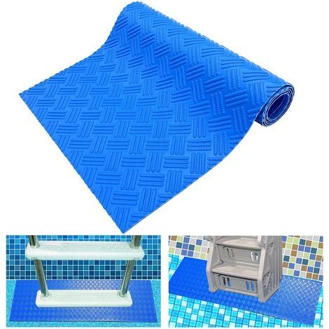 Échelle Piscine, d'Épaisseur Tapis d'Échelle de Piscine Marchepied Antidérapant pour Piscine Hors Sol et Creusée Bleu 6023cm (1/5)