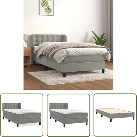 The Living Store Boxspringbett mit Matratze Hellgrau 80x200 cm Samt - Samtbett - Boxspringbett - Doppelbett - Bettenrahmen - Hochwertiges Bett (1/5)