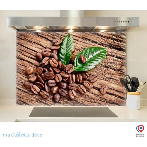 Fond de hotte : Café sur bois - Alu composite - 70 cm - 60 cm (1/5)
