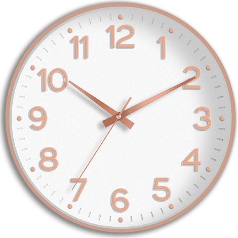 Horloge murale silencieuse à piles, 20 cm, moderne, analogique, décorative, sans tic-tac, pour cuisine, bureau, salle de bain, chambre (blanc, or rose)