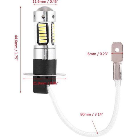 Ampoule Antibrouillard - H3 - LED 4014 - 30 Puces - 550 Lm - 12 V - Blanc 6500 K - Pour Voiture - 2 Pièces (1/5)