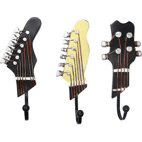 Crochets décoratifs vintage en forme de guitare, portants pour vêtements, manteaux, serviettes, clés, chapeaux. Crochets muraux robustes en métal et résine. (1/4)