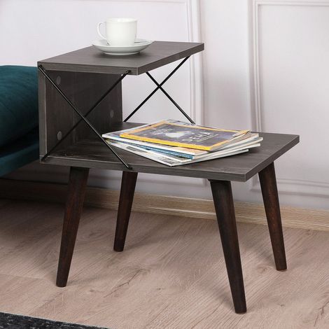 Nachttisch Cross Dunkelbraunes Melamin 50x55x40 cm