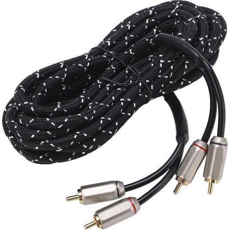 Câble audio stéréo pour amplificateur voiture, double fiche mâle universelle, 5 mètres, pour haut-parleur, récepteur A/V, caisson de basses, système Hi-Fi. (1/5)